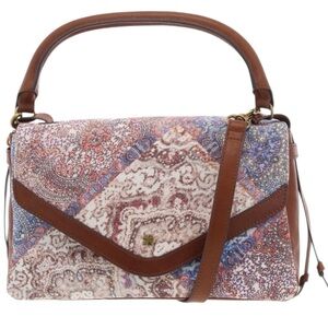 NWT LUCKY BRAND Vintage Patchwork Love Leather Satchel Crossbody Handbag